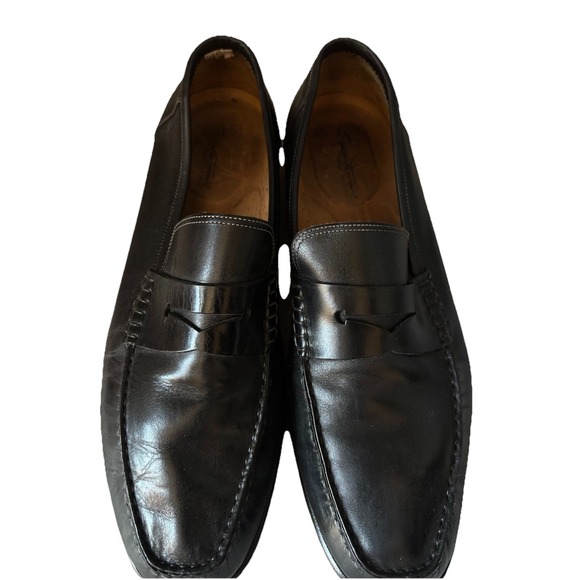 Santoni Ikangia‎ Men\'s Black Leather Slip On Penny Loafers Shoes 12 D Executive